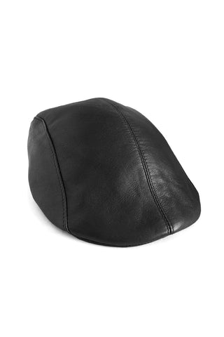 Genuine Sheep Leather Adjustable Black Cabbie Hat