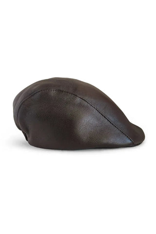 Genuine Sheep Leather Adjustable Brown Cabbie Hat