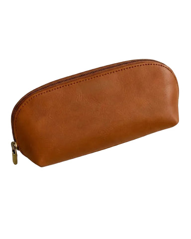 Genuine Leather Anora Vegan Brown Makeup Brush Pouch