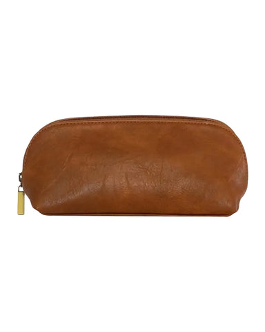 Genuine Leather Anora Vegan Brown Makeup Brush Pouch