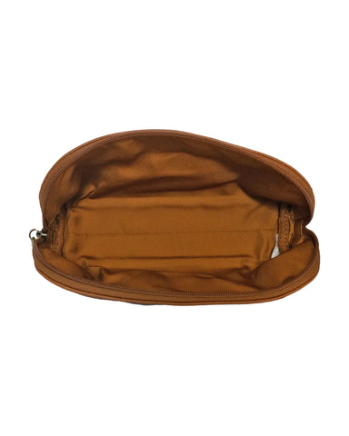 Genuine Leather Anora Vegan Brown Makeup Brush Pouch