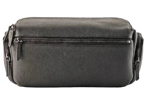 Genuine Leather Long Travel Sling Large Black Camera Bag