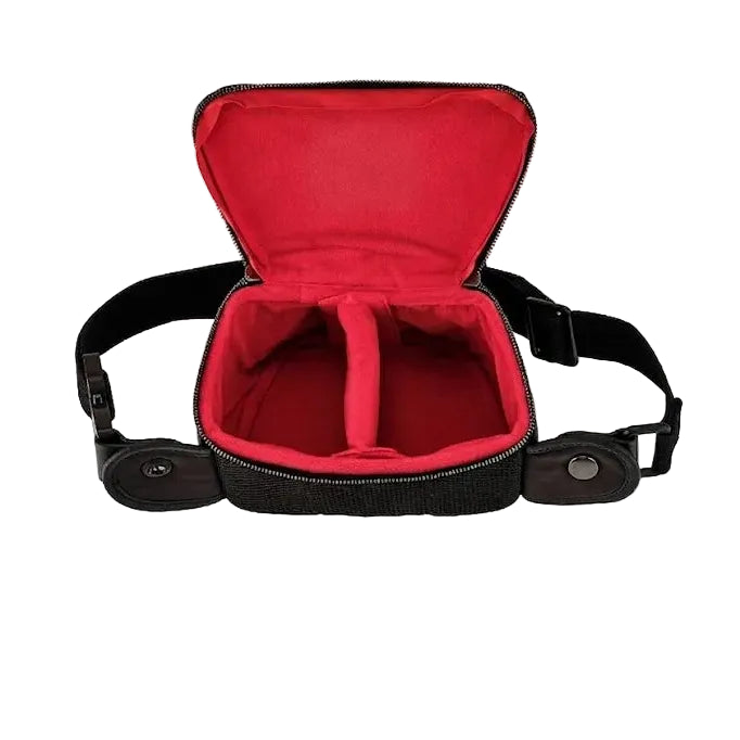 Genuine Leather Long Travel Sling Small Black Camera Bag