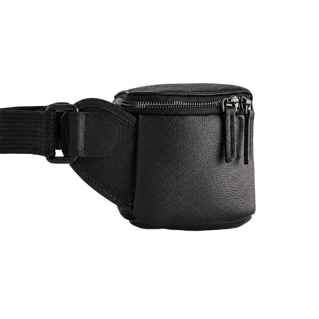 Genuine Leather Long Travel Sling Small Black Camera Bag
