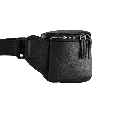 Genuine Leather Long Travel Sling Small Black Camera Bag