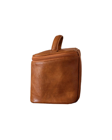 Genuine Leather Madeleine Vegan Leather Brown Beauty Bag