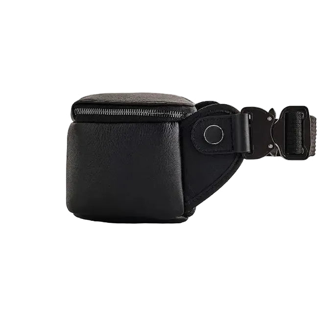 Genuine Leather Long Travel Sling Small Black Camera Bag