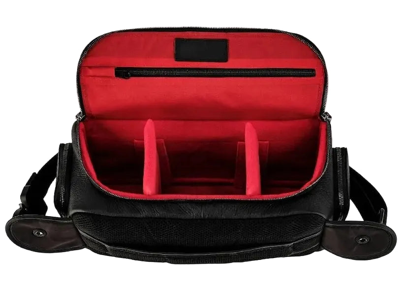 Genuine Leather Long Travel Sling Large Black Camera Bag
