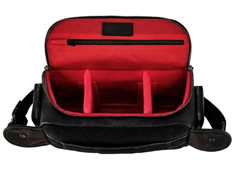 Genuine Leather Long Travel Sling Large Black Camera Bag