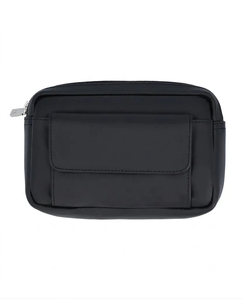 Genuine Leather Vintage Black Belt Pouch For Unisex