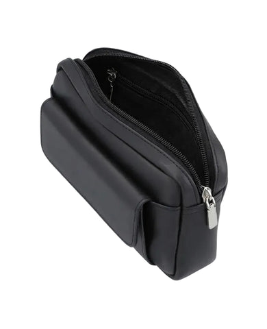 Genuine Leather Vintage Black Belt Pouch For Unisex