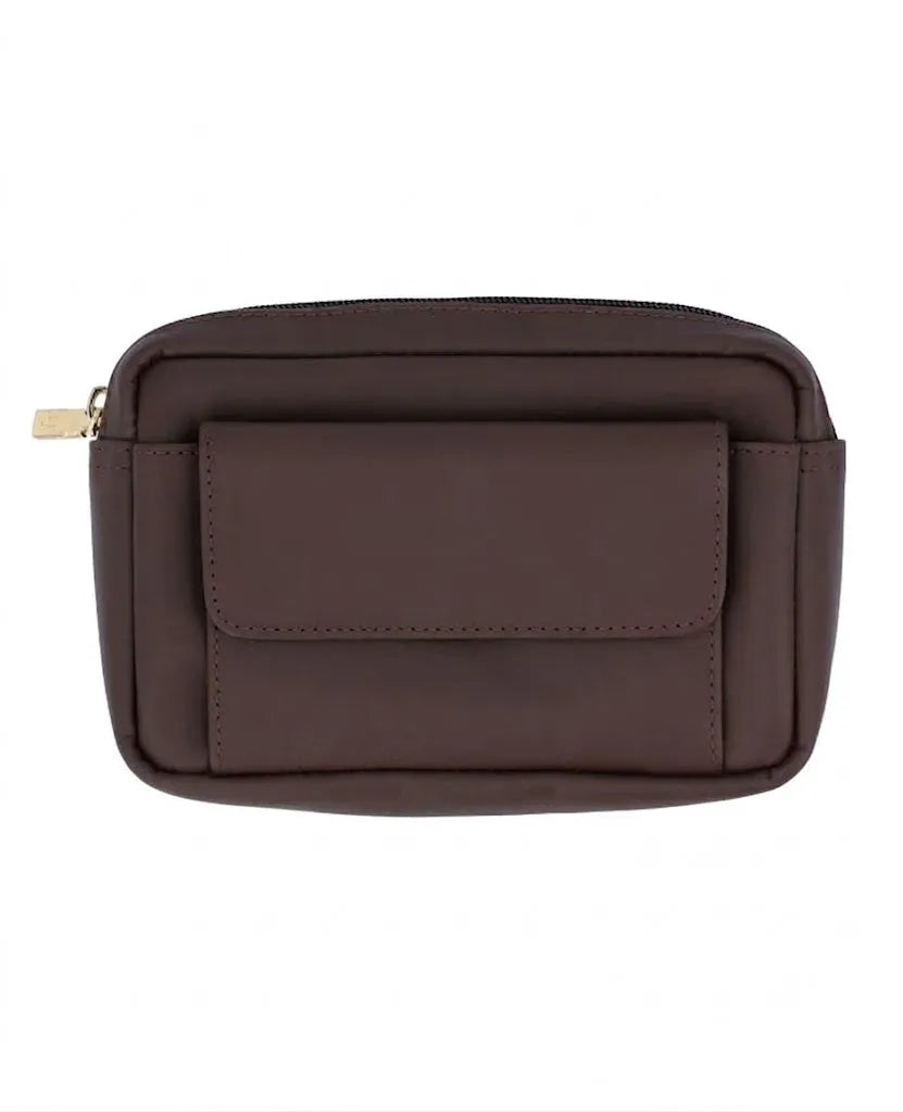 Genuine Leather Vintage Brown Belt Pouch For Unisex