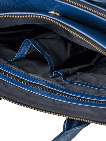 Genuine Leather Wall Street Blue Executive Bag