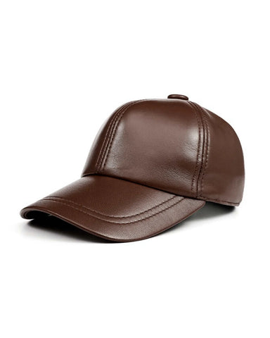 Genuine Sheep Leather Adjustable Baseball Brown Cap