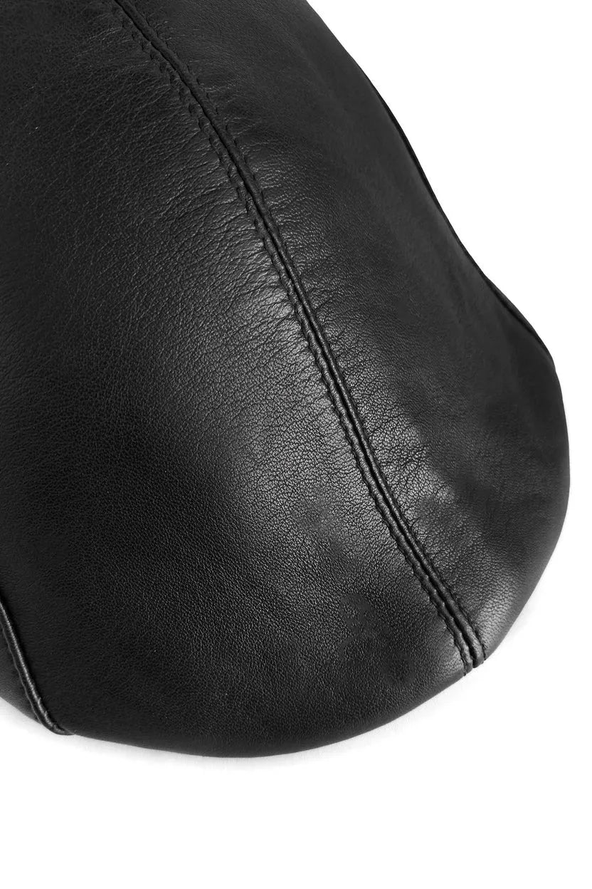 Genuine Sheep Leather Adjustable Black Cabbie Hat