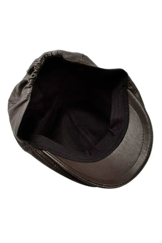 Genuine Sheep Leather Adjustable Brown Cabbie Hat