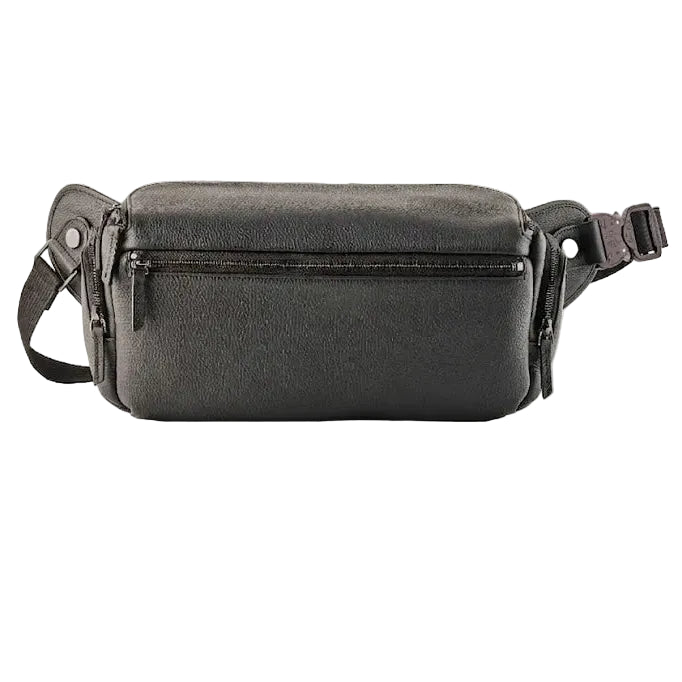 Genuine Leather Long Travel Sling Large Black Camera Bag
