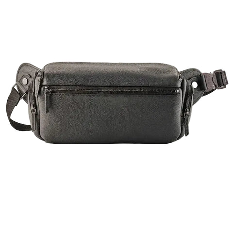 Genuine Leather Long Travel Sling Large Black Camera Bag