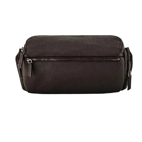 Genuine Leather Long Travel Sling Large Dark Brown Camera Bag