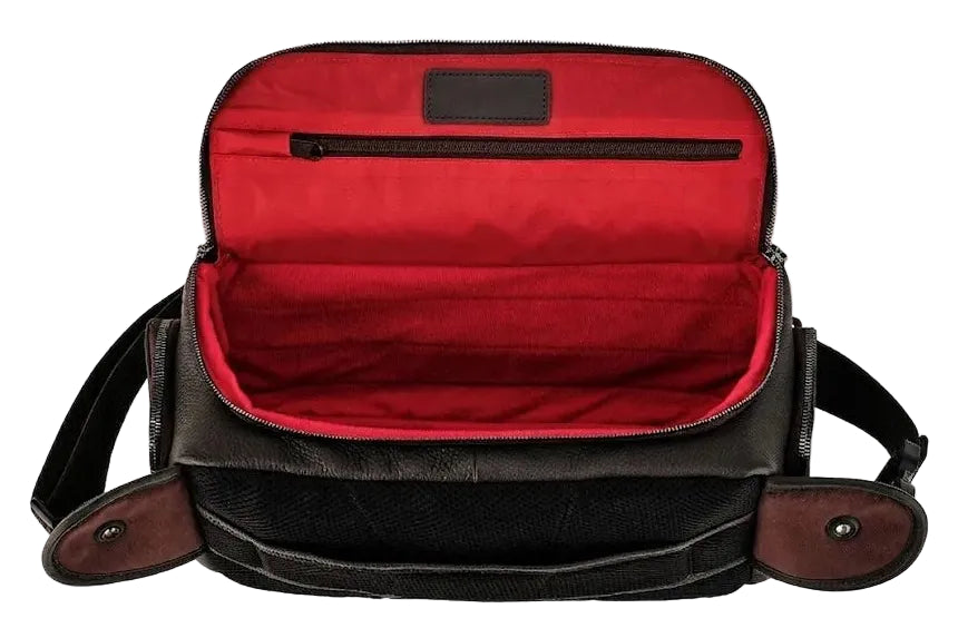 Genuine Leather Long Travel Sling Large Dark Brown Camera Bag