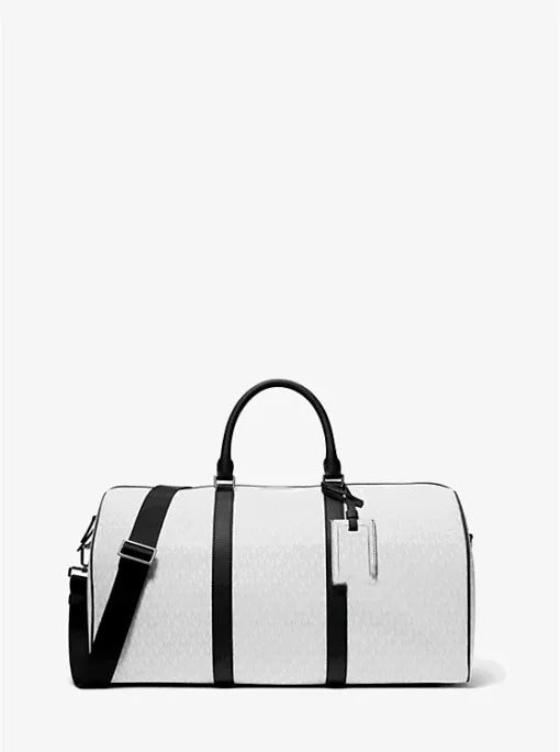 Harrison Logo Weekender White Leather Boston Bag