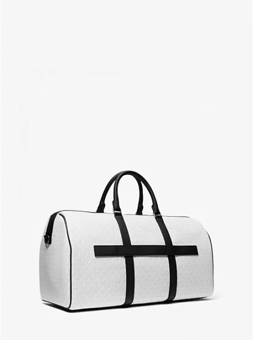 Harrison Logo Weekender White Leather Boston Bag