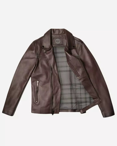 Highstreet Men Brown Leather Jacket