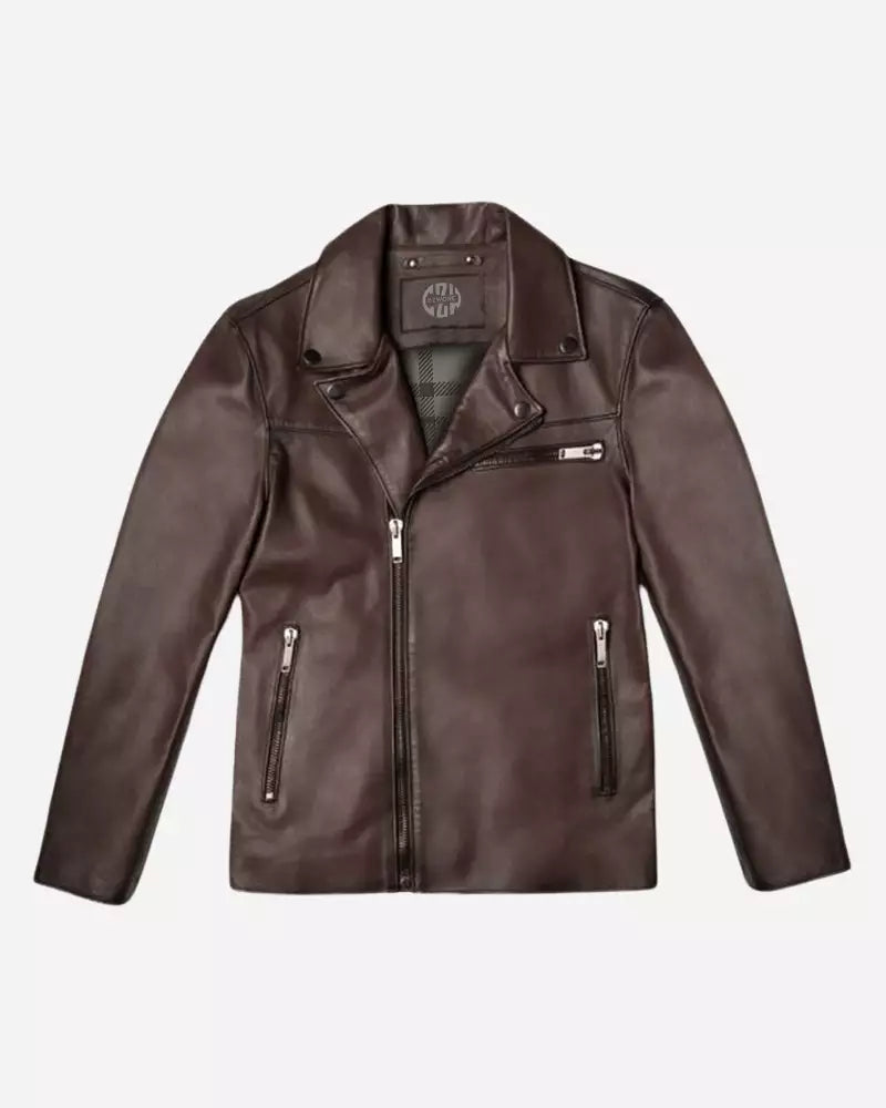 Highstreet Men Brown Leather Jacket