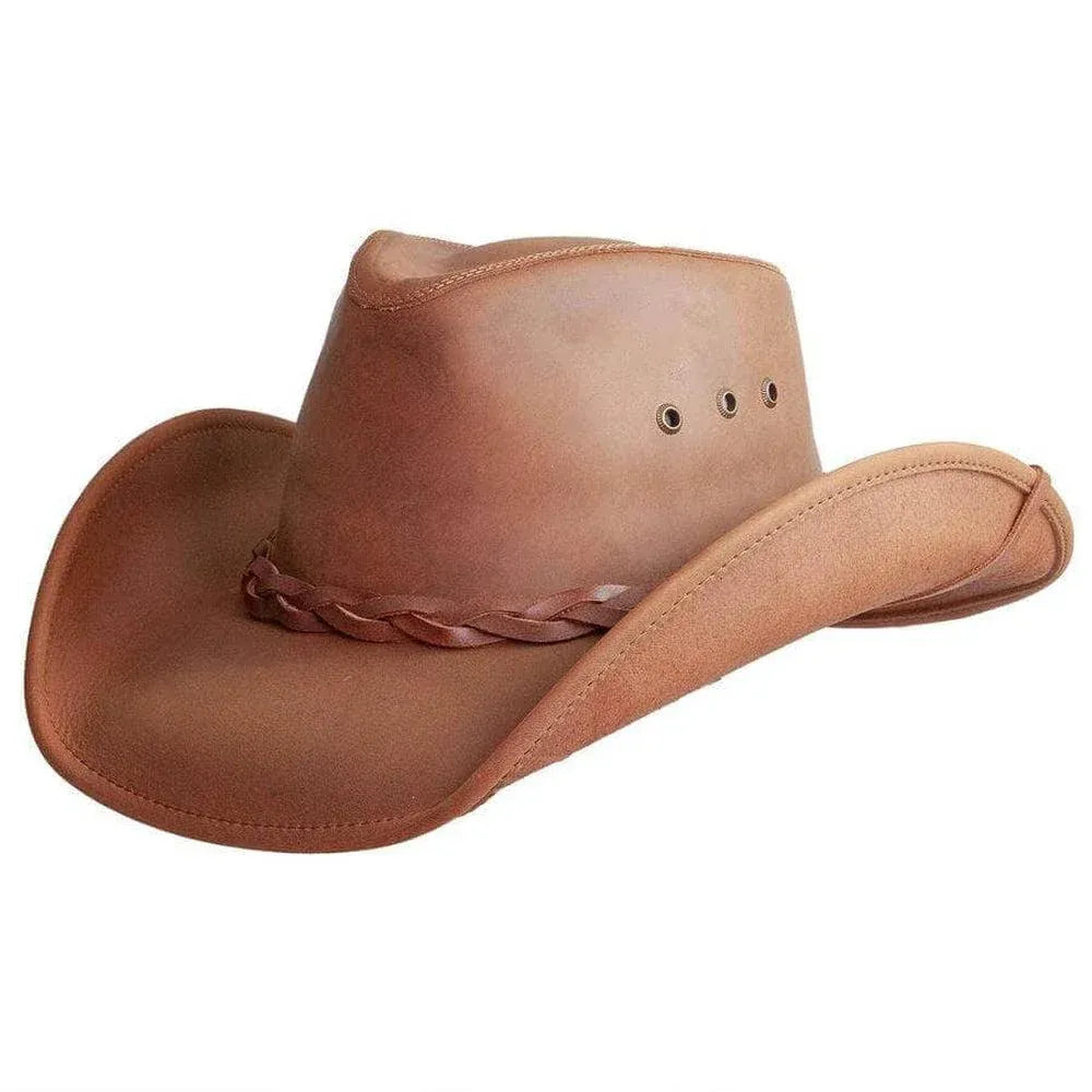 Hollywood Womens Copper Leather Cowgirl Hat