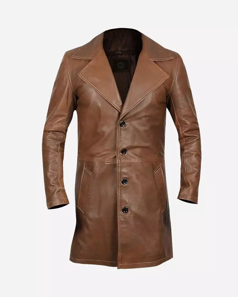 Jackson Men Brown Leather Car Coat