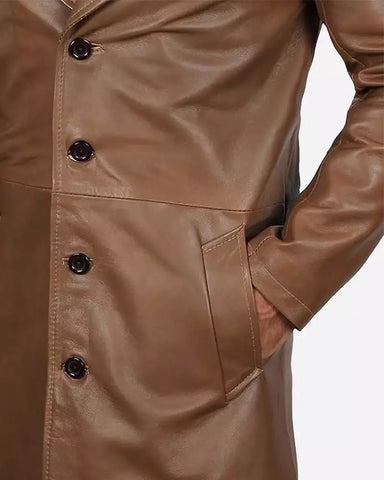 Jackson Men Brown Leather Car Coat