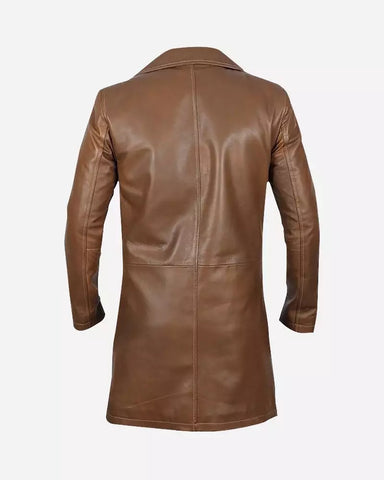 Jackson Men Brown Leather Car Coat