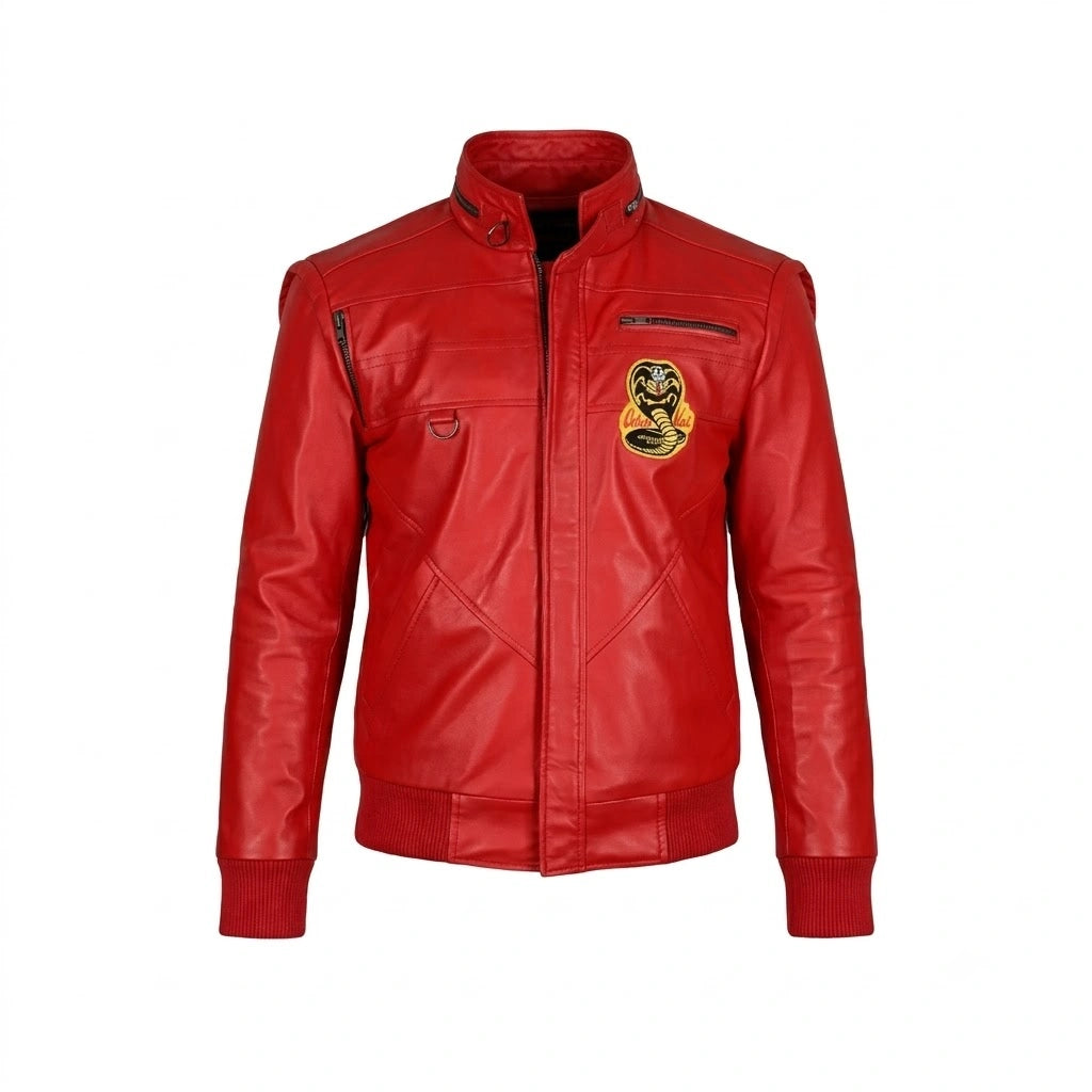 Johnny Lawrence Red Retro Leather Jacket