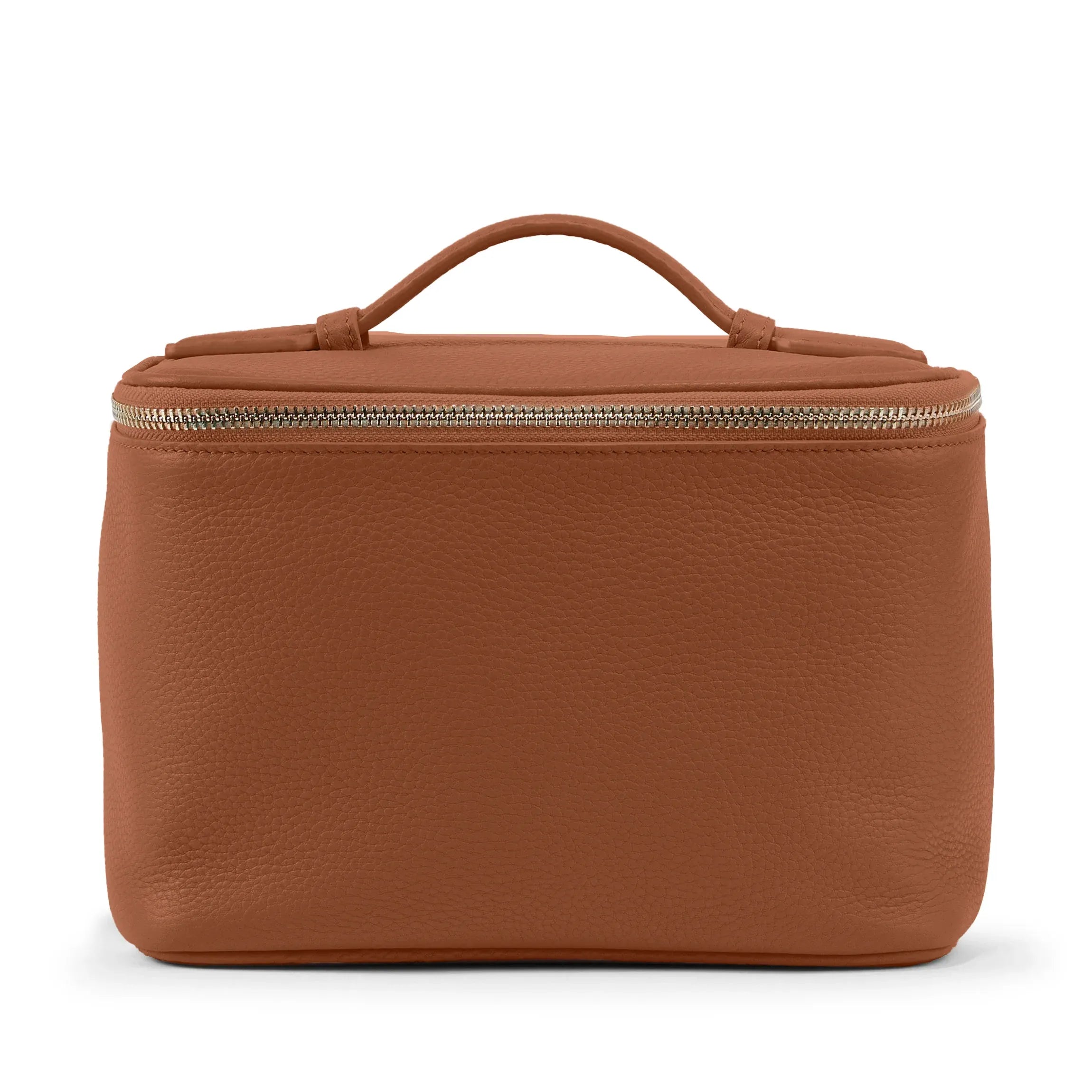 LayFlat Vanity Premium Brown Leather Medium Train Case