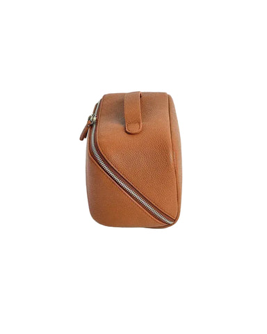 LayFlat Vanity Premium Brown Leather Cosmetic Bag