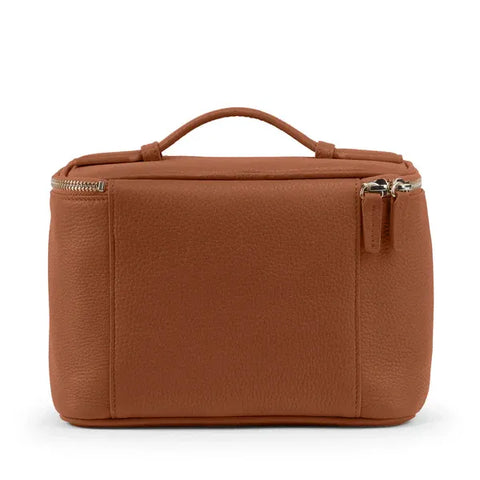 LayFlat Vanity Premium Brown Leather Medium Train Case
