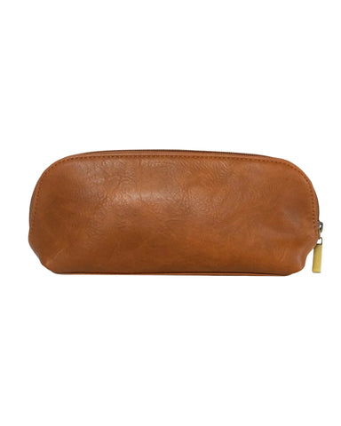 Genuine Leather Anora Vegan Brown Makeup Brush Pouch