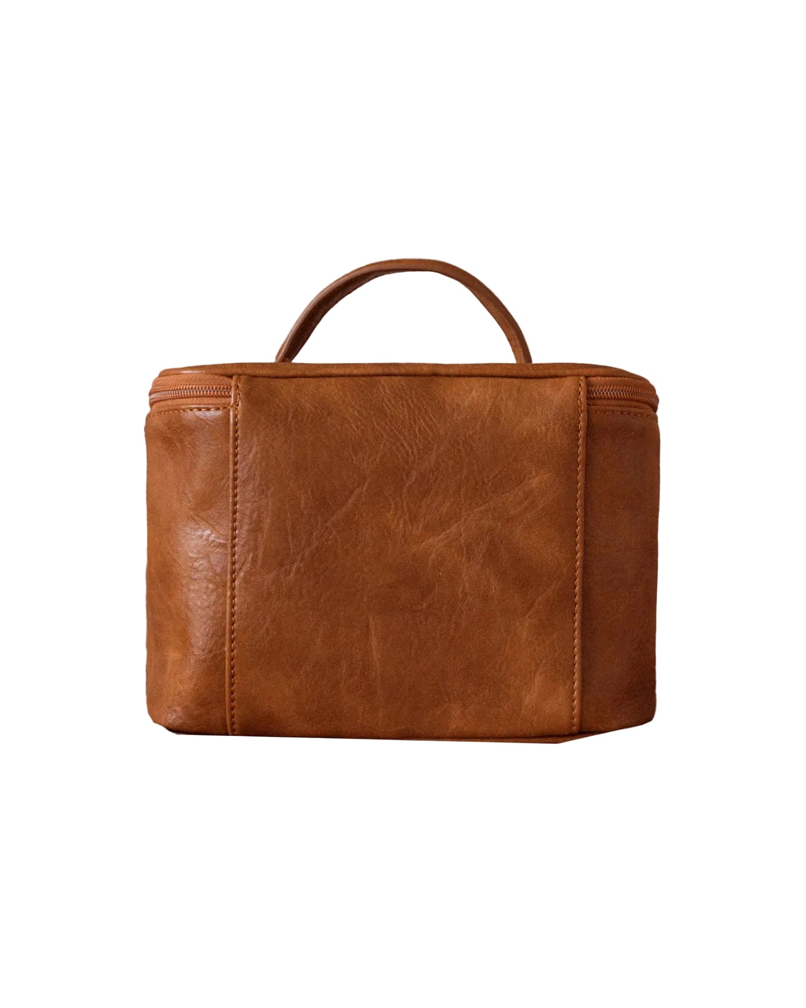 Genuine Leather Madeleine Vegan Leather Brown Beauty Bag