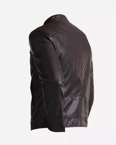 Mark Brown Leather Cafe Racer Jacket