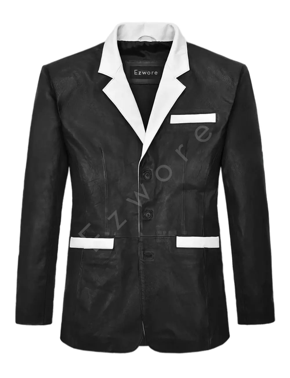 Men Black Hampton Leather Blazer