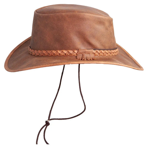 Mens Bomber Copper Crushable Leather Outback Hat