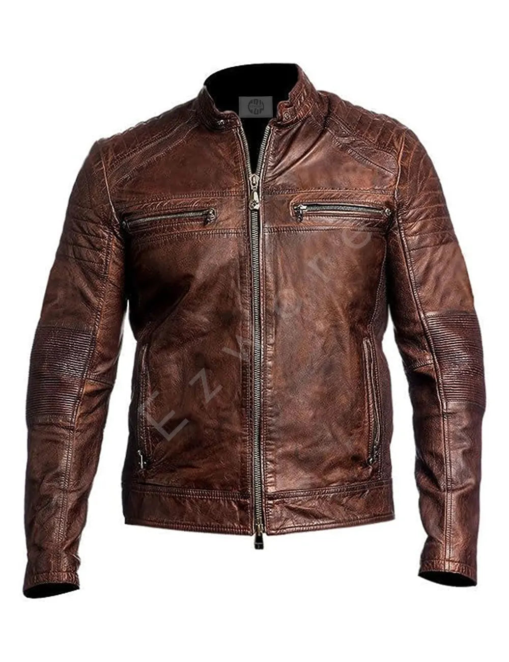 Men Brown Cafe Racer Jacket