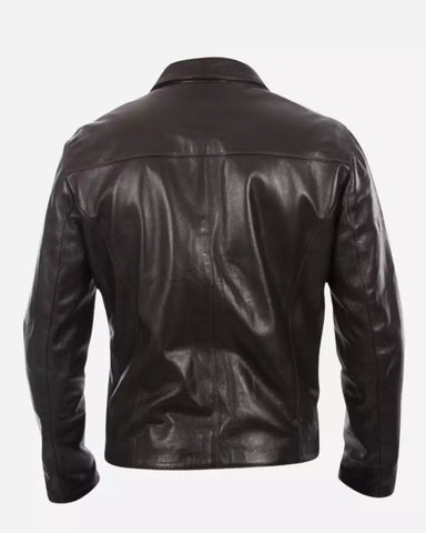 Mens BrownItalian Genuine Real Leather Jacket