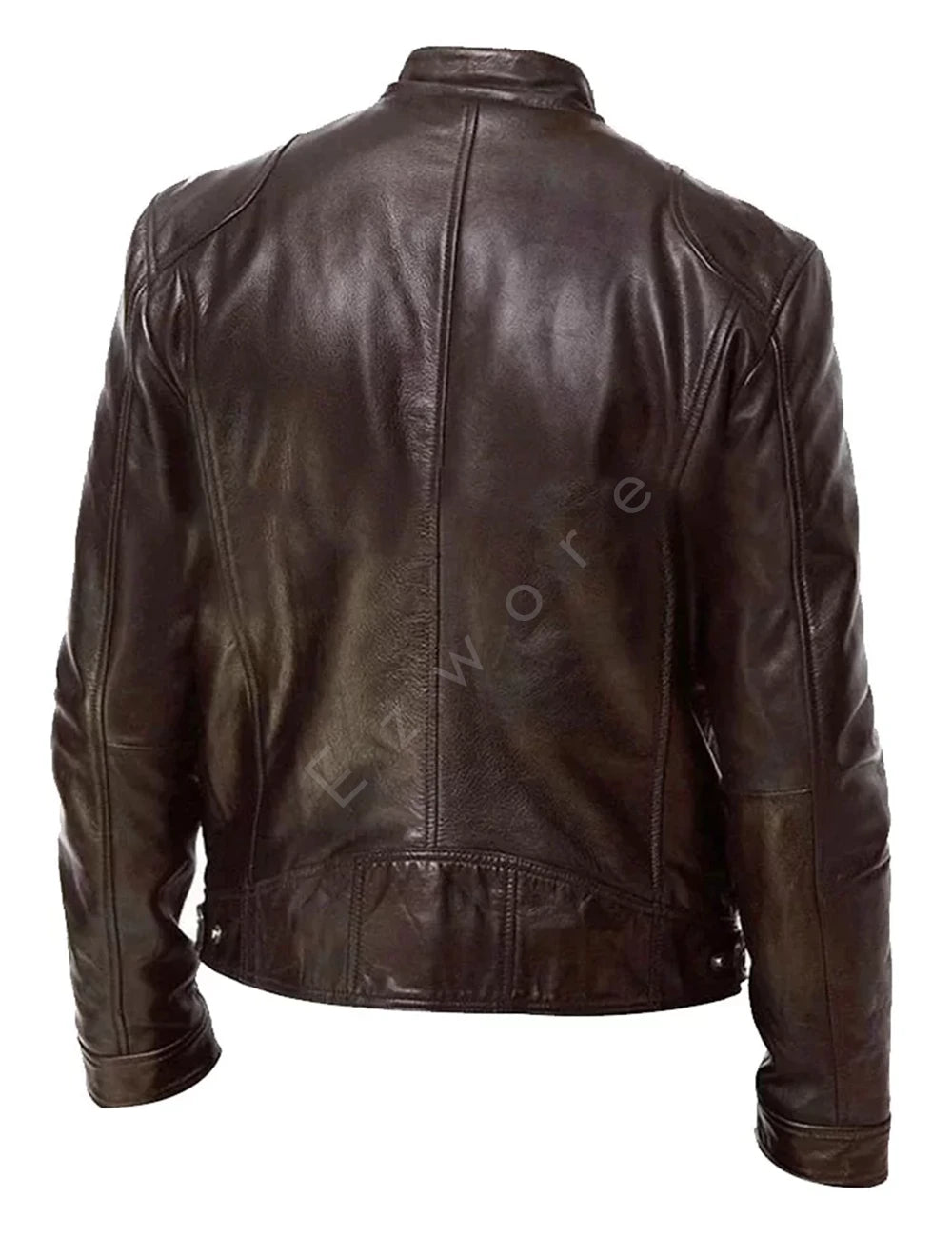 Brown Leather Biker Jacket For Men