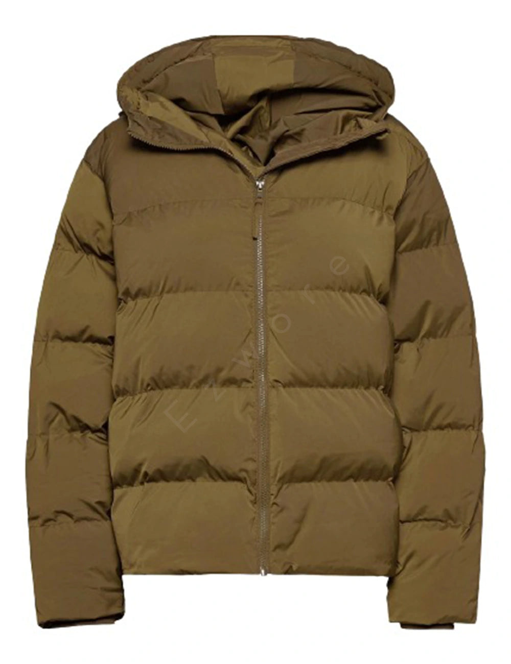 Men Brown Puffer Hooded Jacket