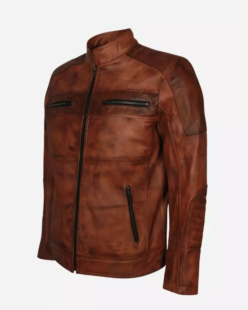 Mens Cafe Racer Brown Motorcycle Jacket