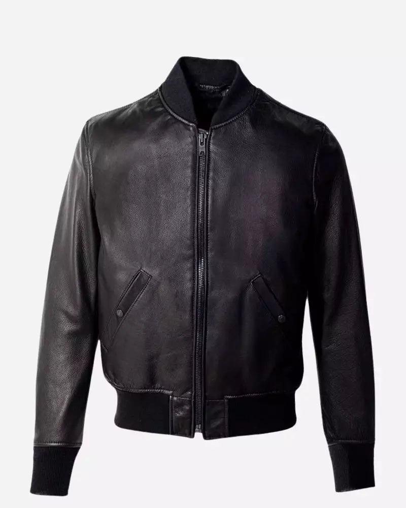 Men Casual Black Bomber Jacket