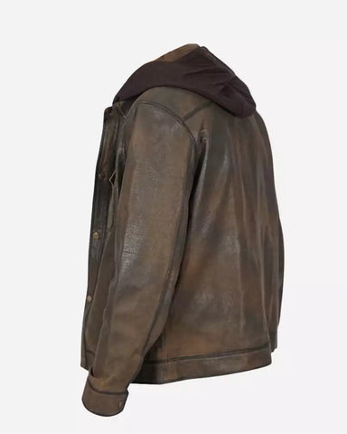 Mens Dark Brown Distressed Vintage Leather Jacket