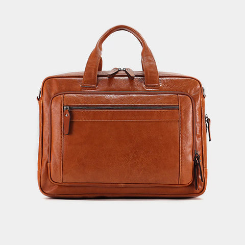 Everyday Brown Leather Laptop Satchel For Mens