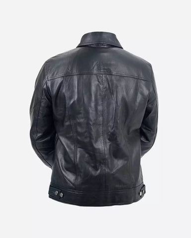 Mens Genuine Leather Trucker Jacket